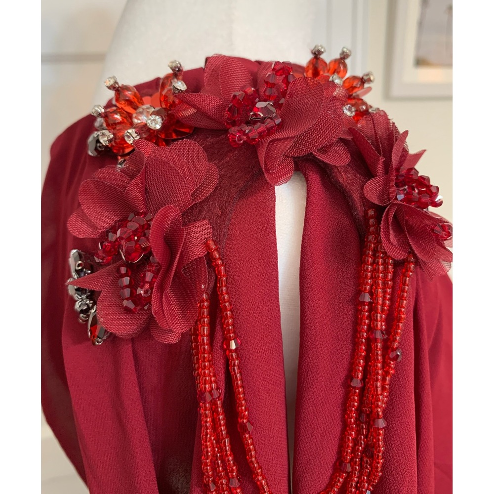 Ever Pretty Merlot A-Line Flowy Floral Beaded Chiffon Formal Dress NWT / 22 - Picture 12 of 16
